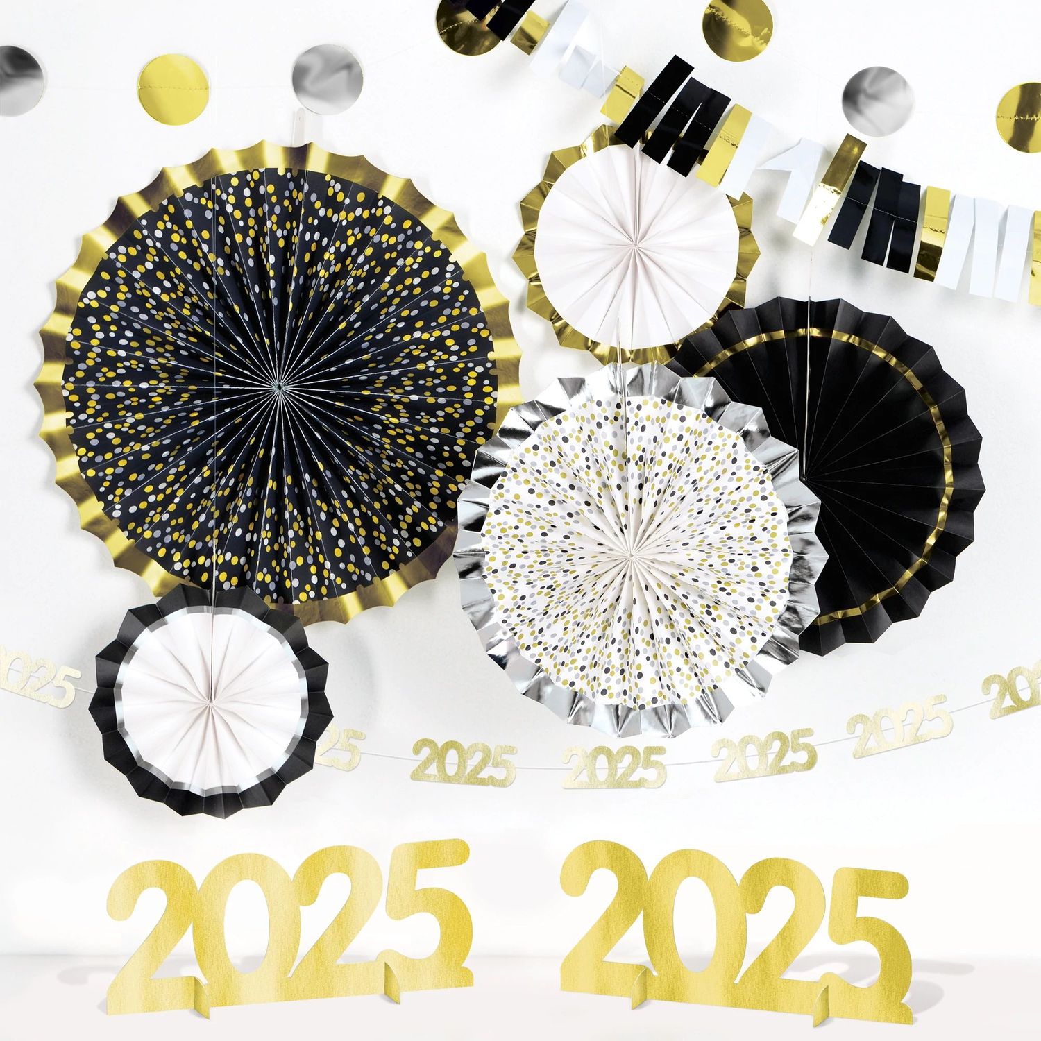 2025 New Year&#39;s Room Decorating Kit - Black, Silver, Gold