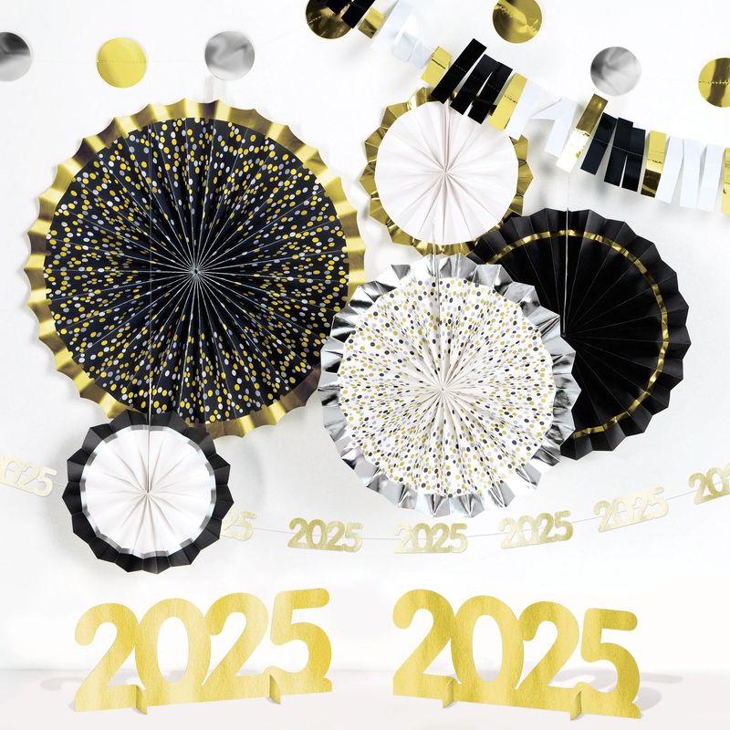 2025 New Year&#39;s Room Decorating Kit - Black, Silver, Gold