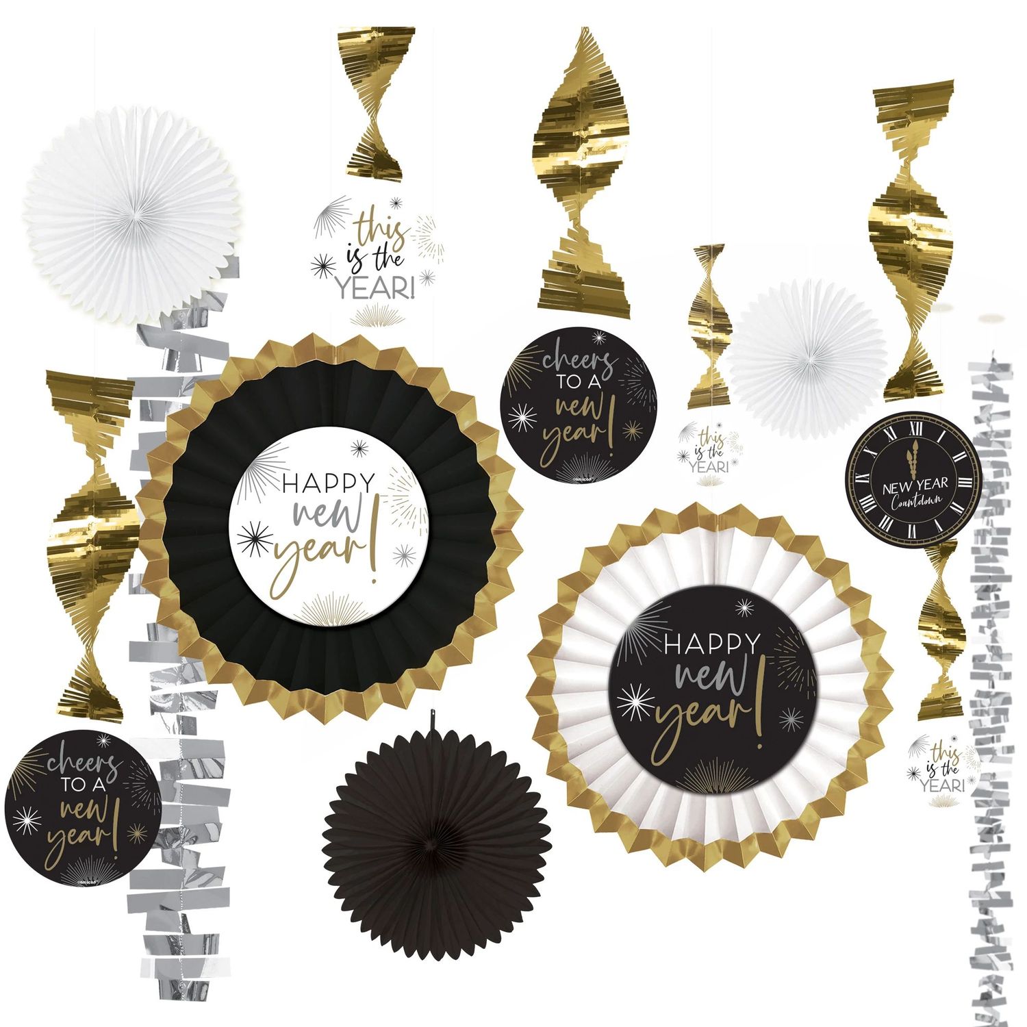 New Years - Black, Silver, Gold Paper and Foil Decorating Kit