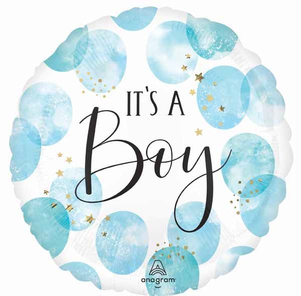 Foil-Balloon-BABY BOY WATERCOLOR 18&quot; RND