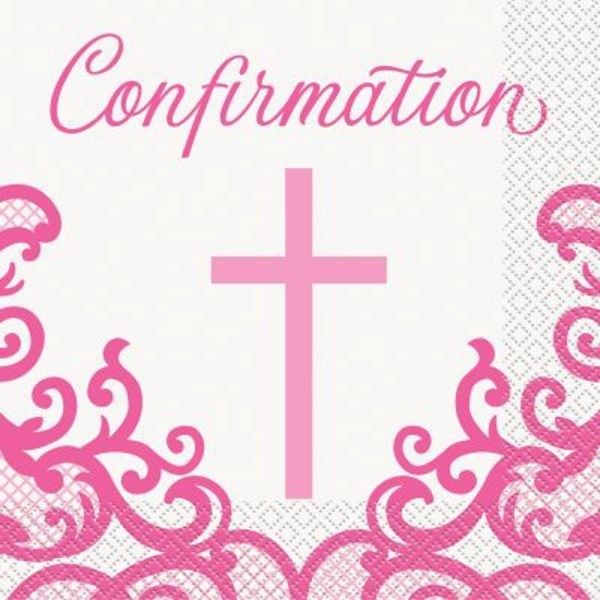 Napkins - LN - Confirmation - Pink Cross - 16PK