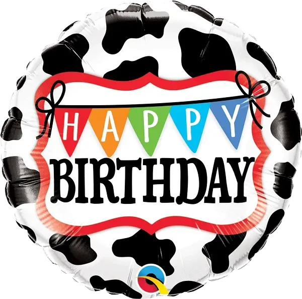 Foil Balloon - Birthday Holstein Cow Pattern