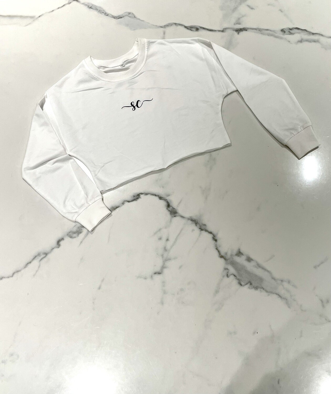 CROP SWEATER WHITE BLACK LOGO CROP SWEATER WHITE BLACK LOGO