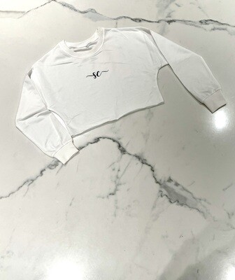 CROP SWEATER WHITE BLACK LOGO CROP SWEATER WHITE BLACK LOGO