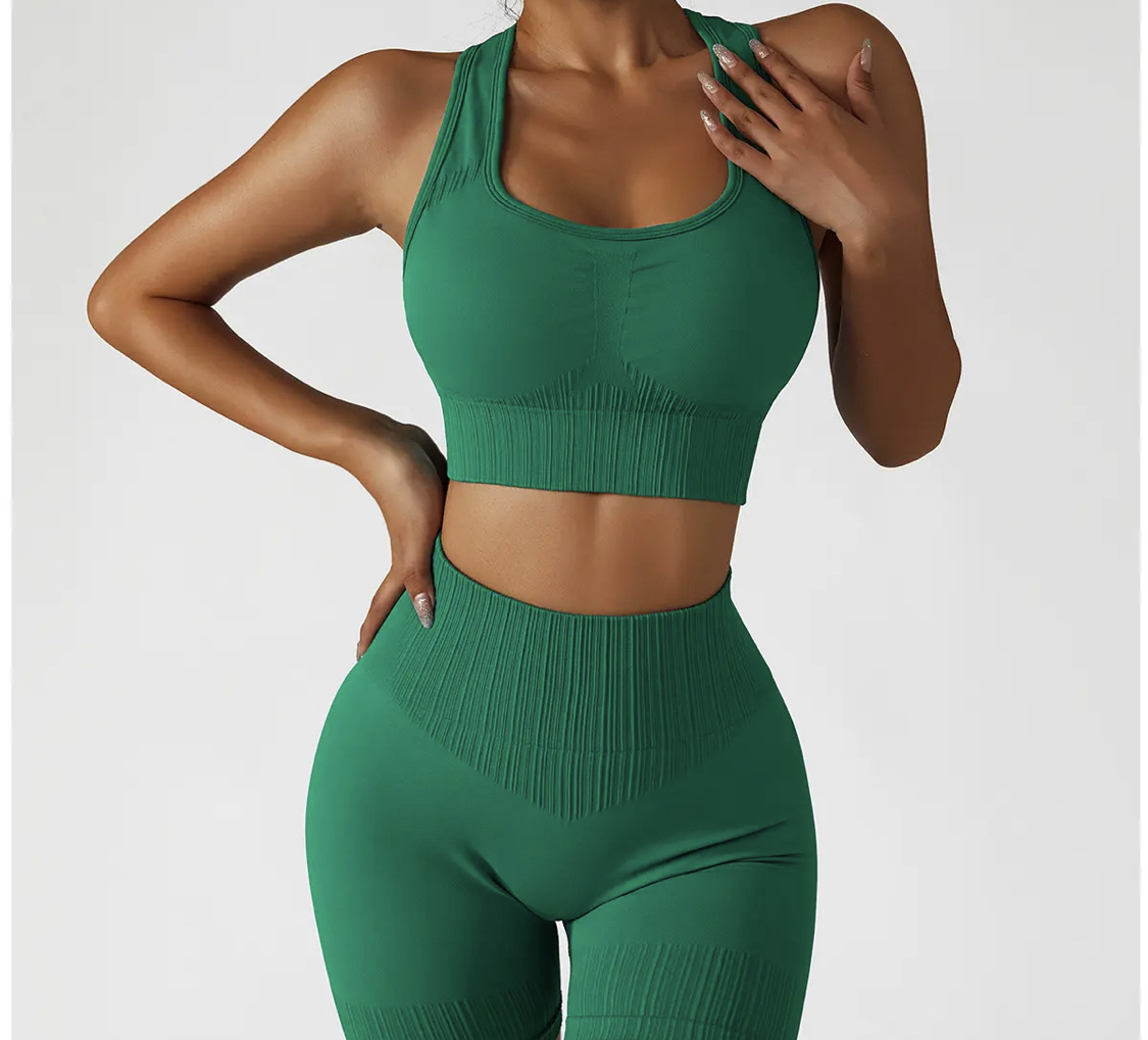 RIBBED SEAMLESS 2 PIECE GREEN