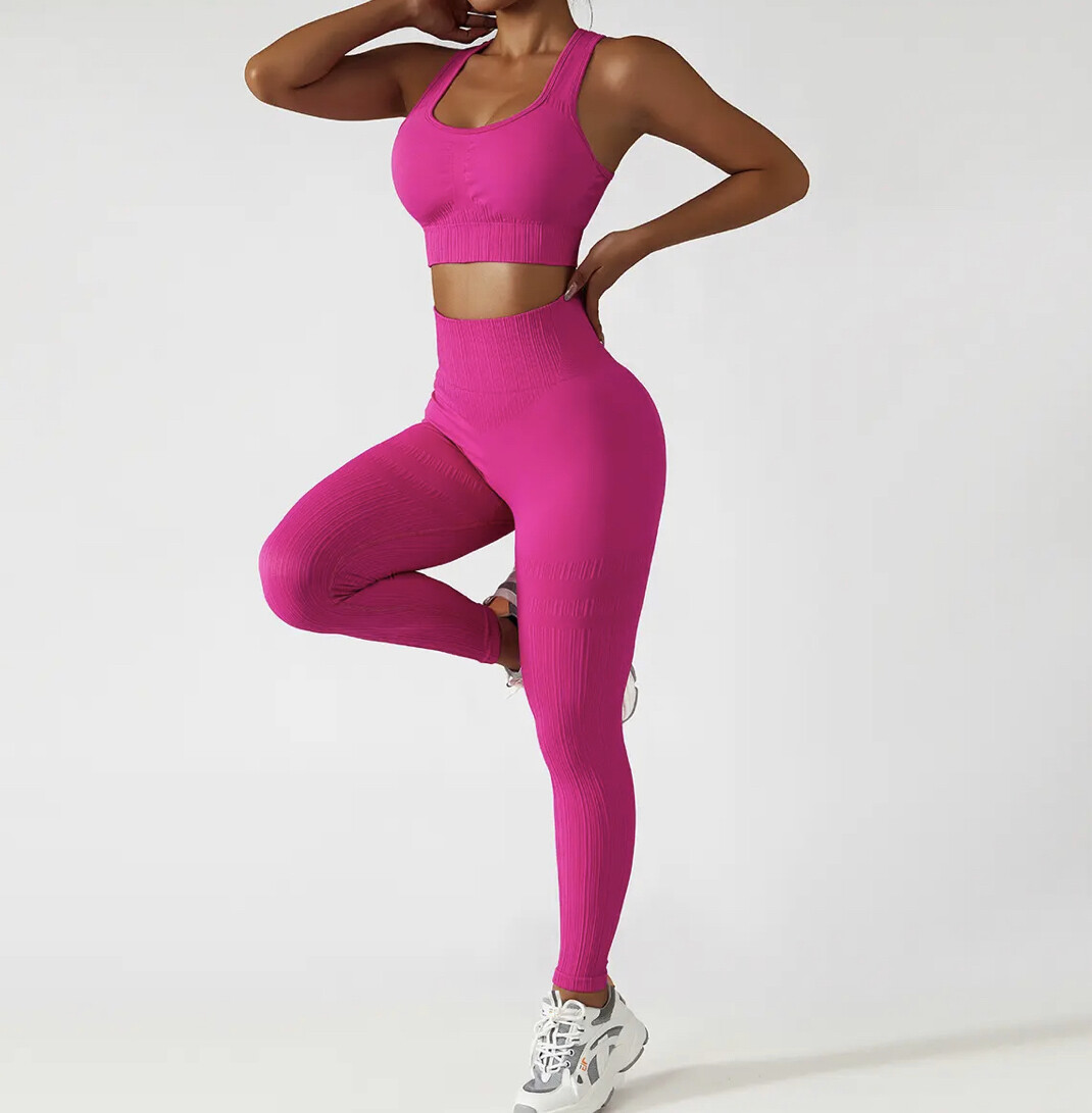 RIBBED SEAMLESS 2 PIECE PINK