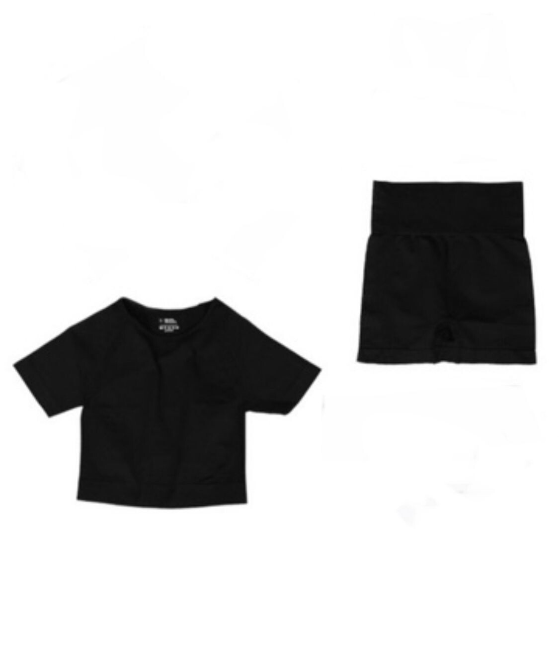 Crop T & Shorts in Black
