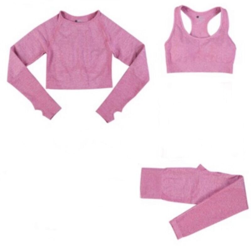 Bra, Long Top & Leggings in Pink
