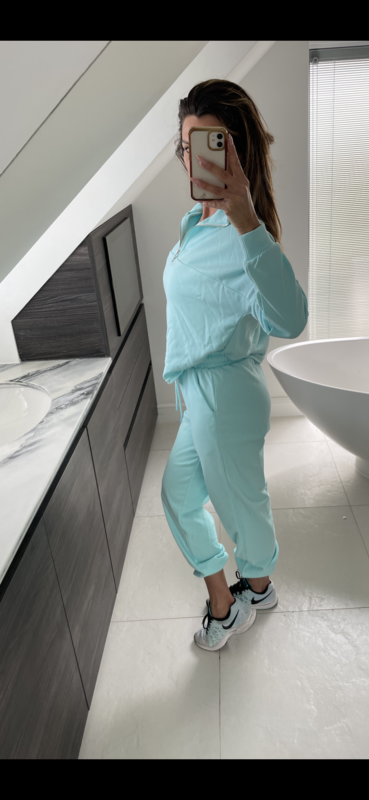 JOGGERS, SWEATSHIRT & BRA LOUNGEWEAR SET AQUA