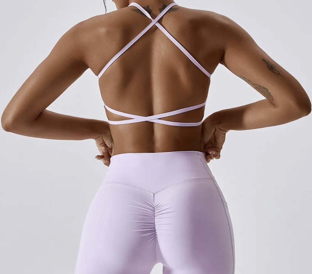 CROSS BACK BRA & SHORTS SET LILAC