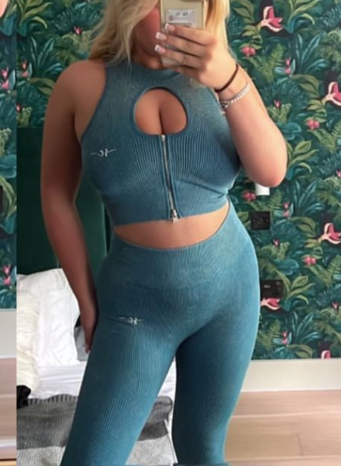 LUXURY RIBBED SCRUNCH BUM GYM SET GREEN