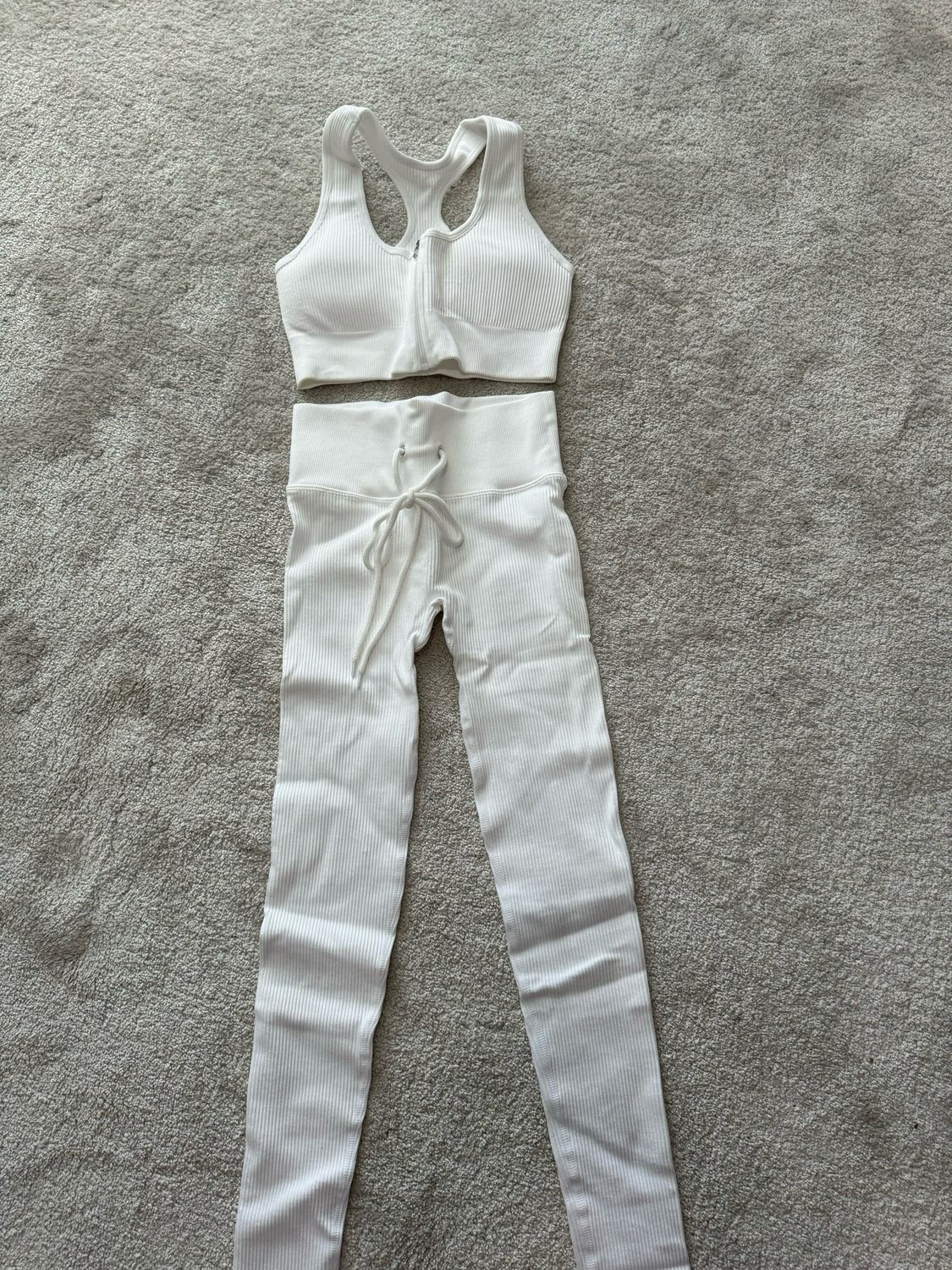 White Ribbed Zip Set UK 4-6