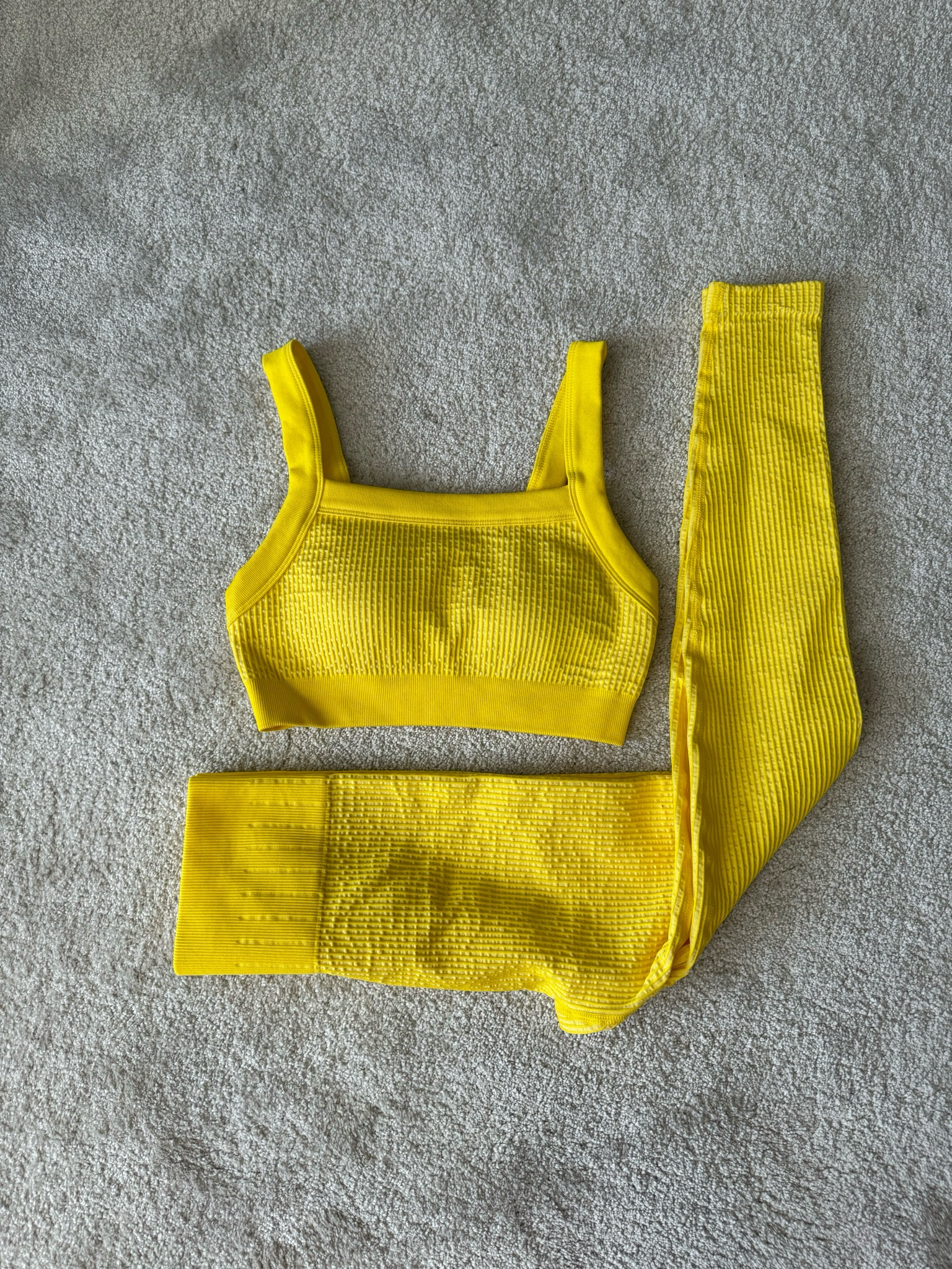 Yellow Ribbed 2 Piece Set Size S