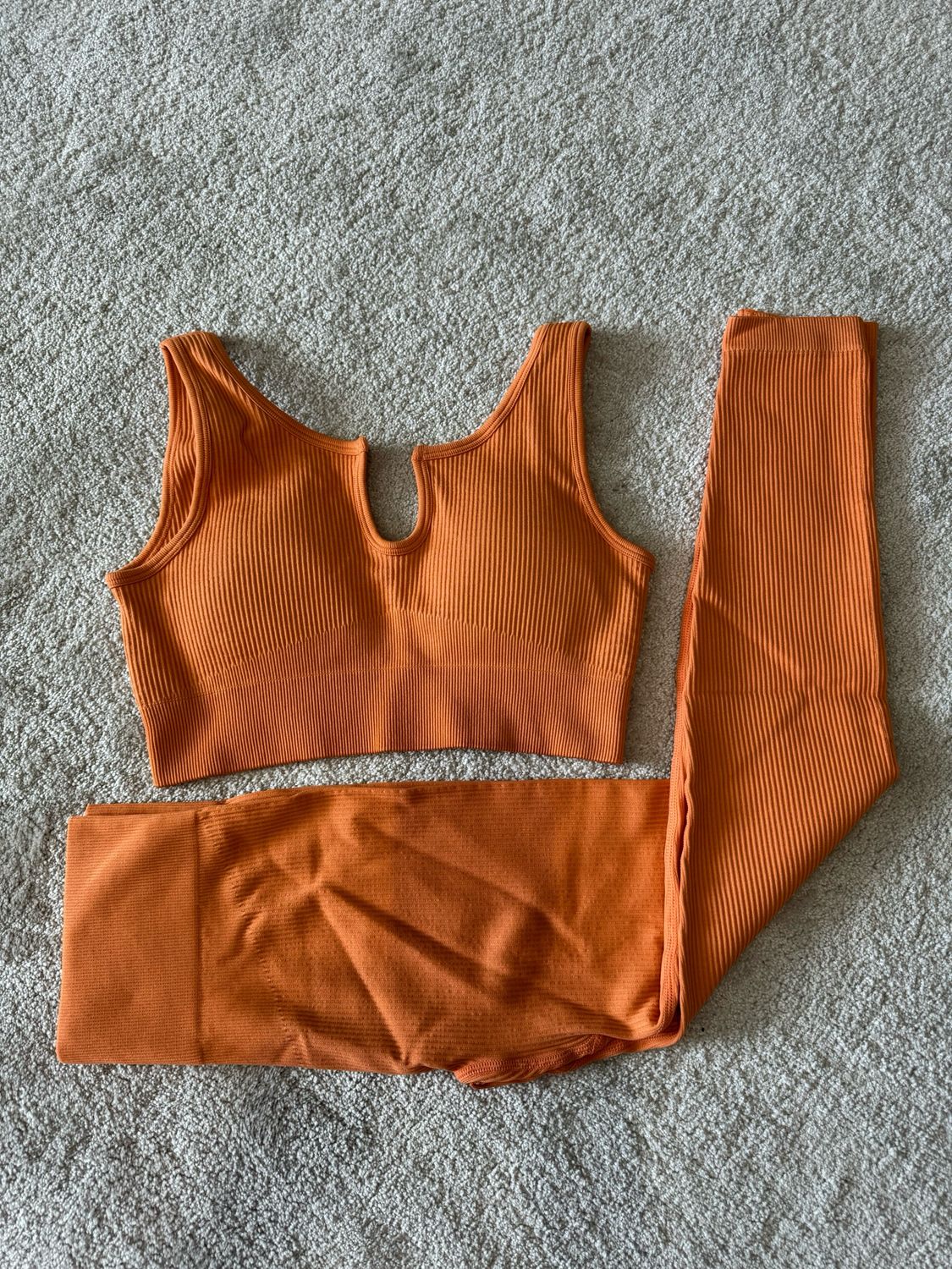 Orange Ribbed 2 Piece Set Size S