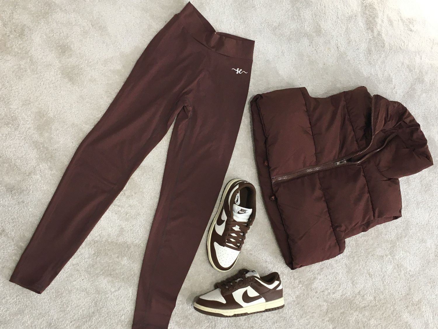 ‘V’ Scrunch Leggings Brown