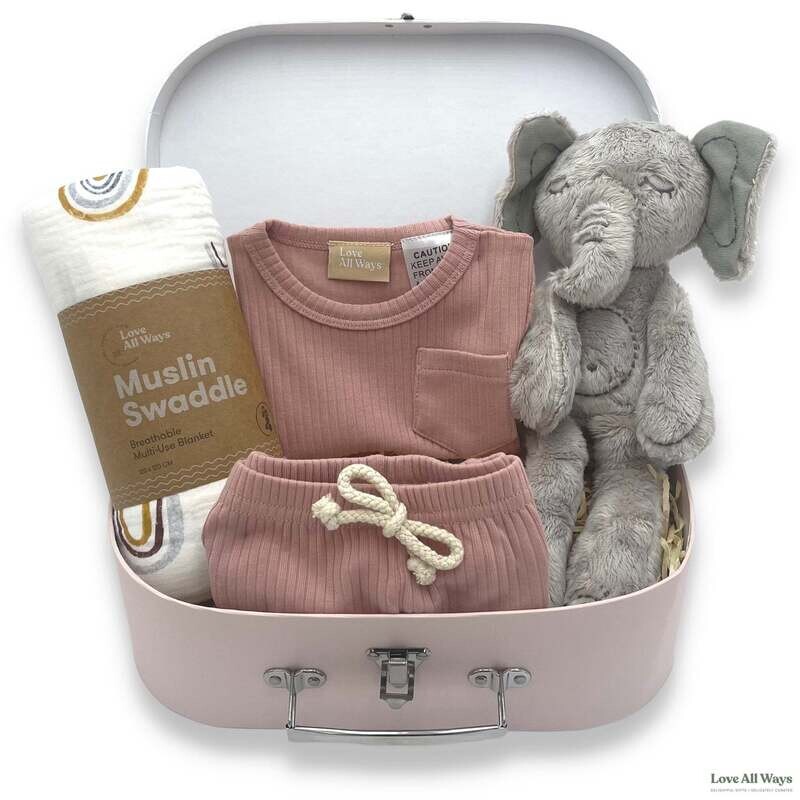 Love All Ways Summer Baby Elephant Comfort Hamper - Champagne Pink