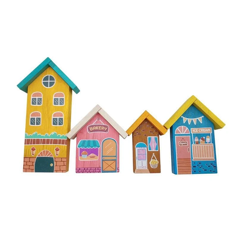 QToys Wooden play House set of 4