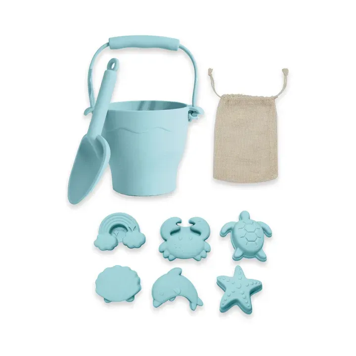 Silicone bucket set - 8 pc - Light Blue