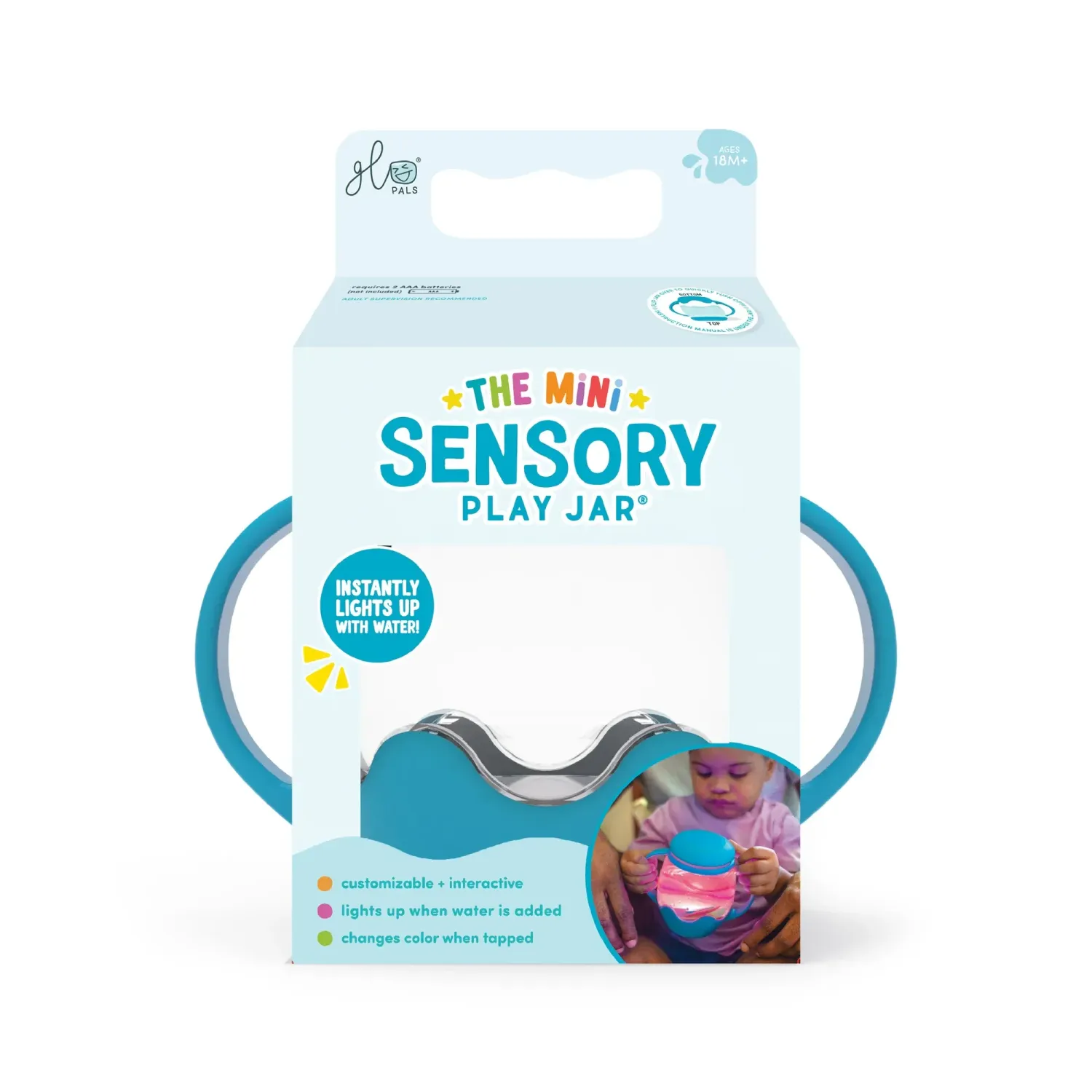 Glo Pal MINI sensory play jar BLUE