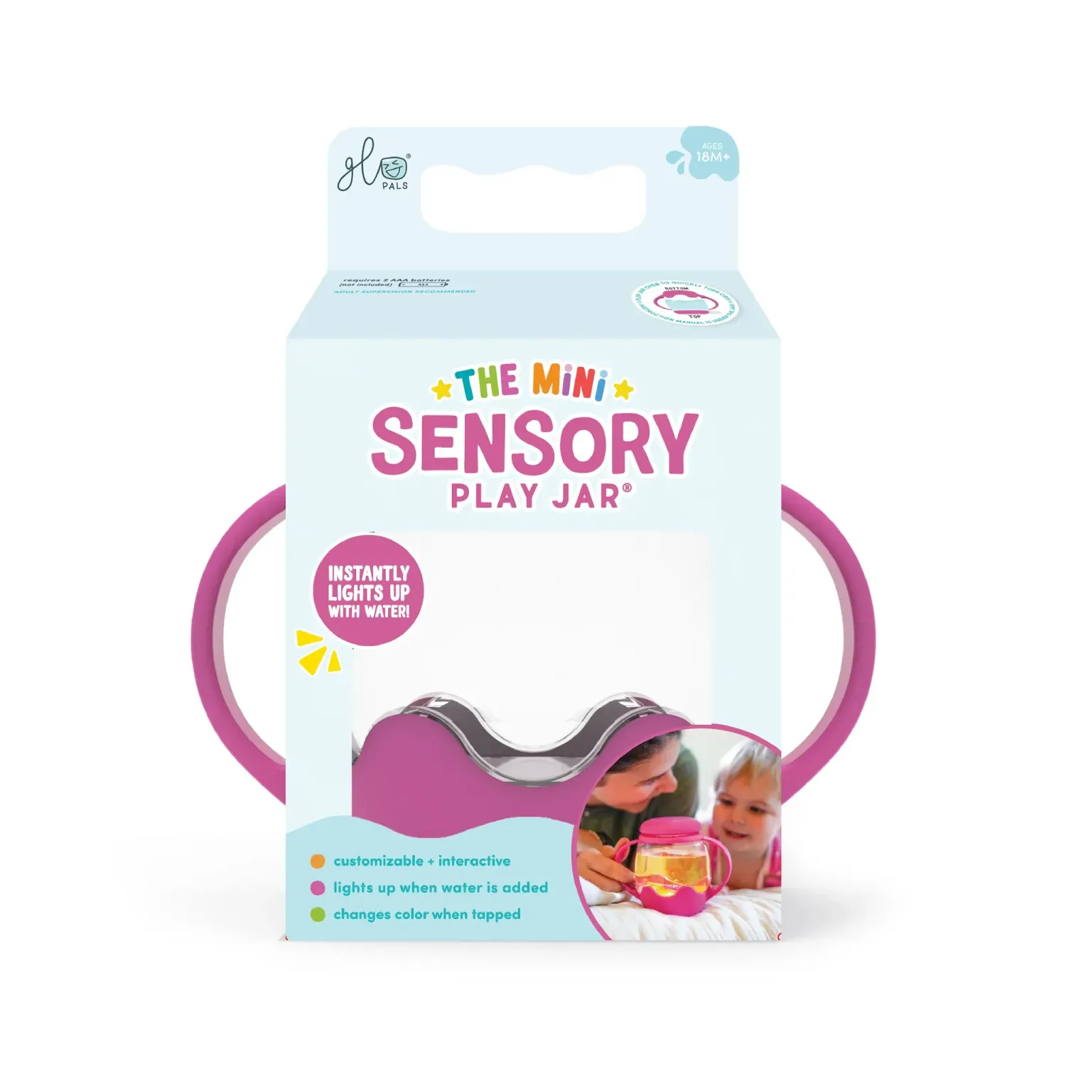 Glo Pal MINI sensory play jar PINK