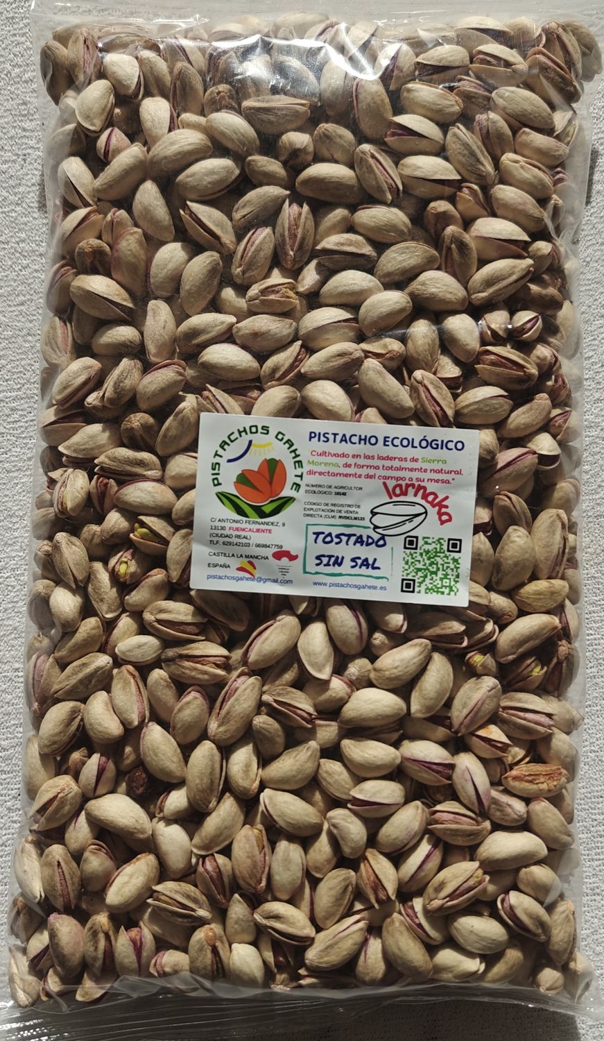 PISTACHO ECOLÓGICO TOSTADO SIN SAL (1 KG.)