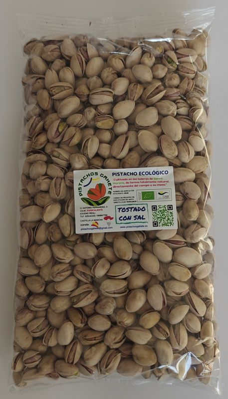 PISTACHO ECOLÓGICO TOSTADO CON SAL, CON CÁSCARA "KERMAN" (1 KG.)