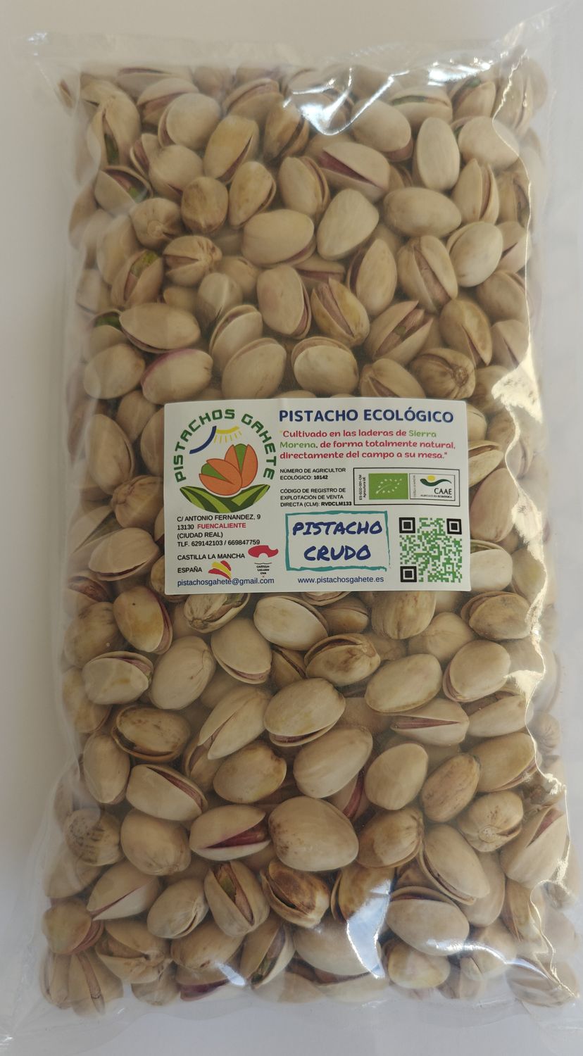 PISTACHO ECOLÓGICO CRUDO, CON CÁSCARA "GIGANTE" 1 KG.