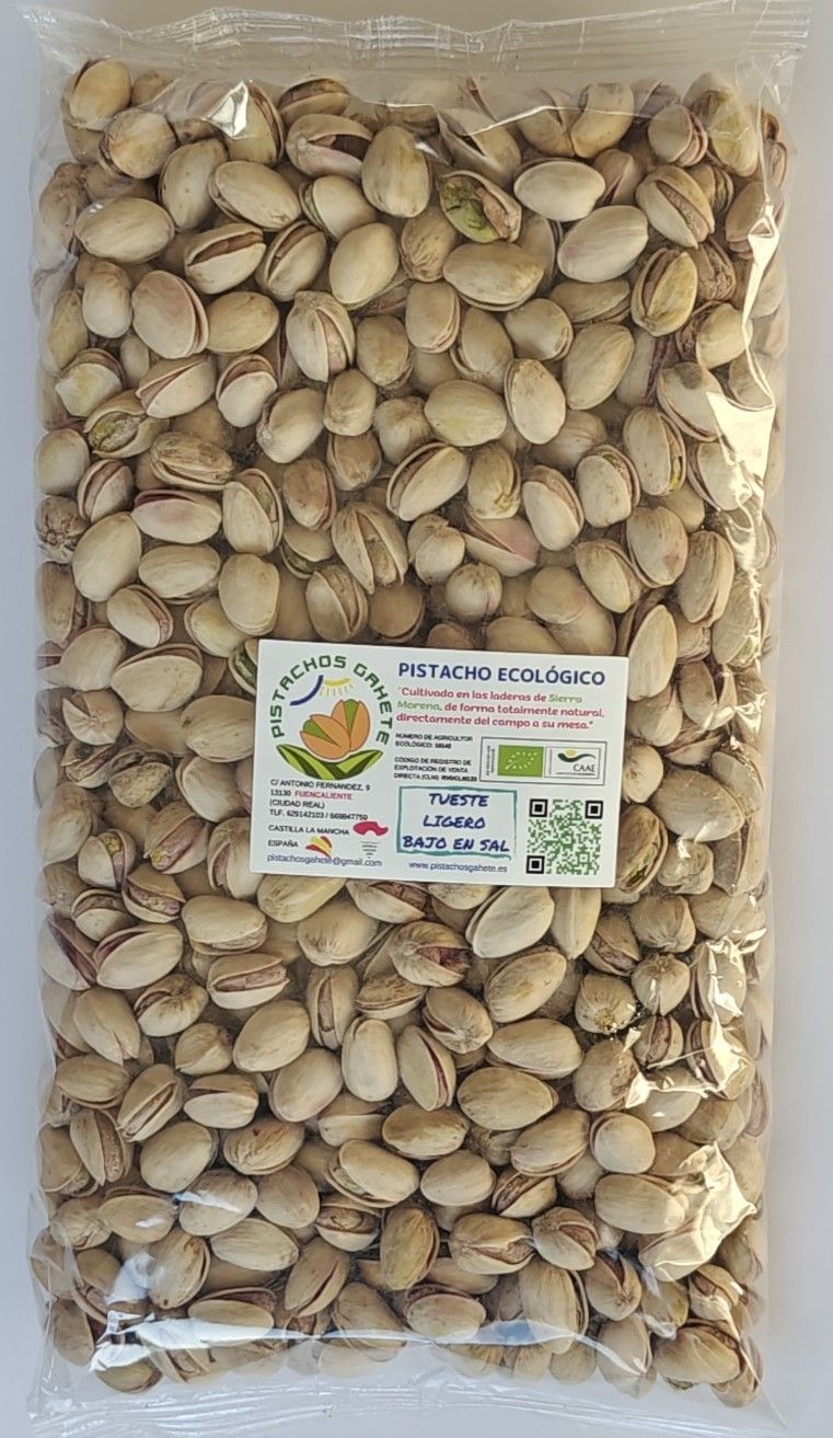 PISTACHO ECOLÓGICO TUESTE LIGERO/BAJO EN SAL (1 KG.)
