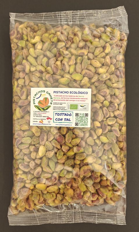 PISTACHO ECOLÓGICO TOSTADO CON SAL, SIN CÁSCARA (EN GRANO) "KERMAN"