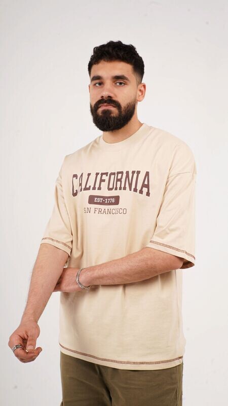 CALIFORNIA BEIGEXBROWN OVERSIZE T-SHIRT