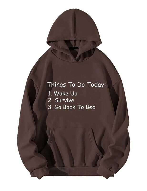 THINGS TO DO BROWN OVERSIZE HOODIE