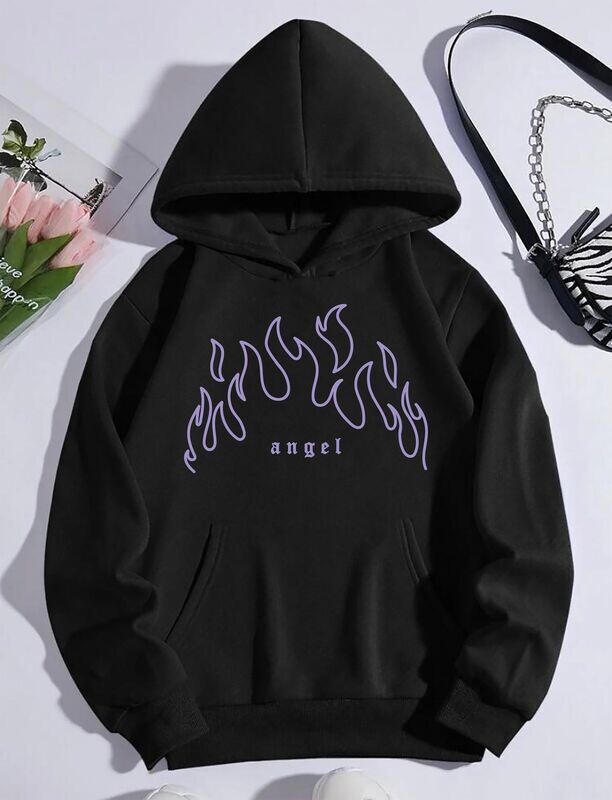 ANGEL BLACK OVERSIZE HOODIE