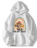 THINK HAPPY THOUGHTS WHITE OVERSIZE HOODIE