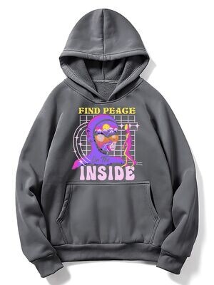 FIND PEACE INSIDE GREY OVERSIZE HOODIE