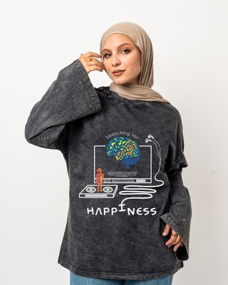 searching for happiness WIDESLEEVES WASHED T-SHIRT