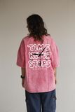 time never stops  Oversize Pink Washed T-shirt