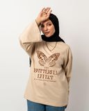 butterfly beige widesleeve t-shirt