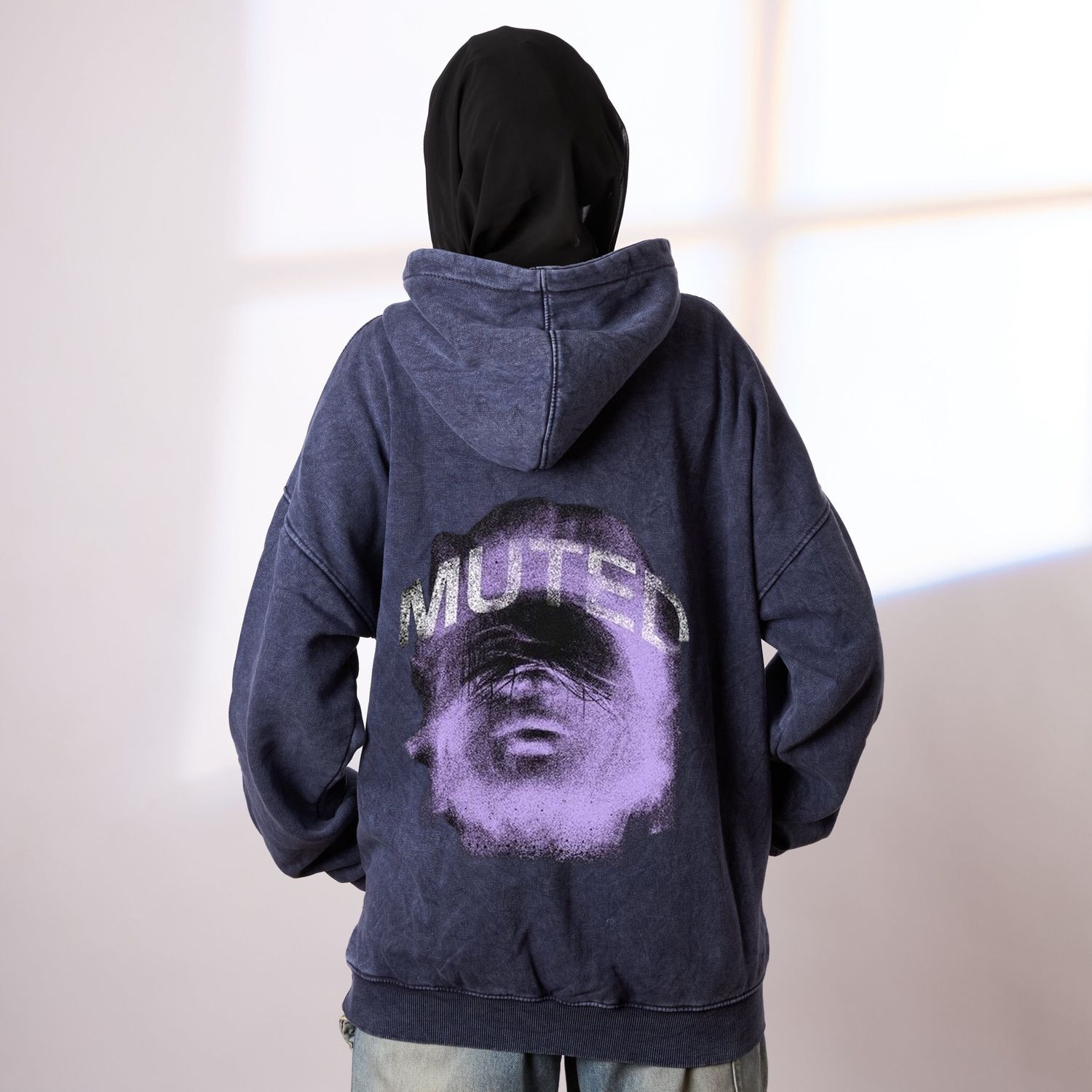 Muted Darkblue Washed Hoodie