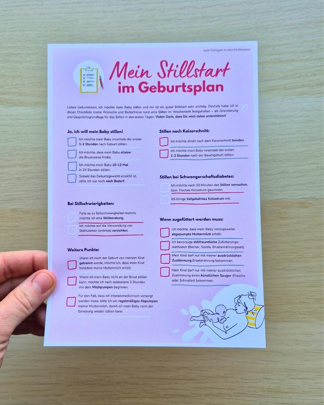 Flyer  "Stillen im Geburtsplan" 