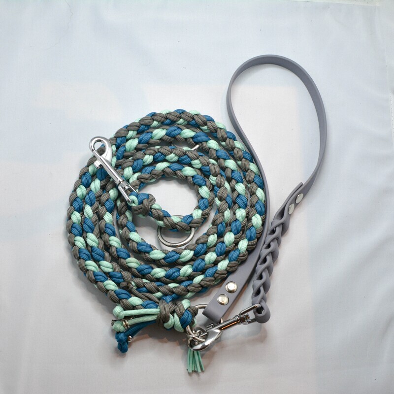 Paracord Leine - in verschiedenen Variationen und Längen - wahlweise mit Leder- oder Biothanehandschlaufe