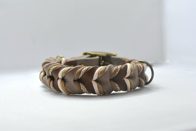 Fettleder Halsband, geflochten - wahlweise mit Paracord