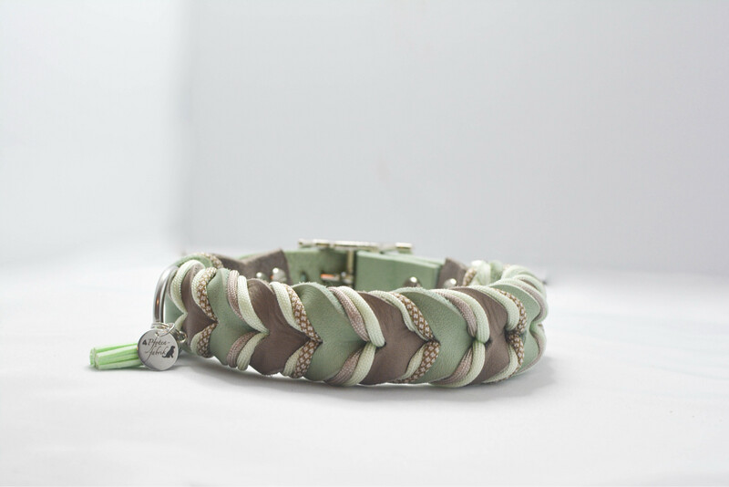 Fettleder Halsband, geflochten - wahlweise mit Paracord