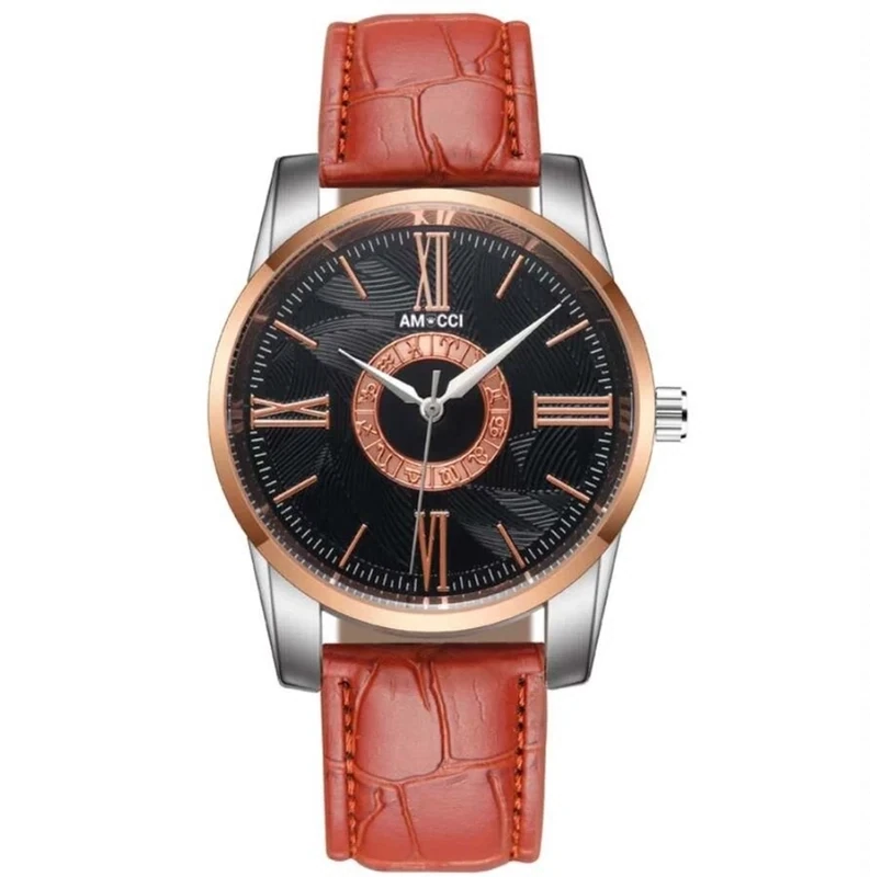 AMUCCI Watch Männeruhr mit Lederband Armbanduhr
