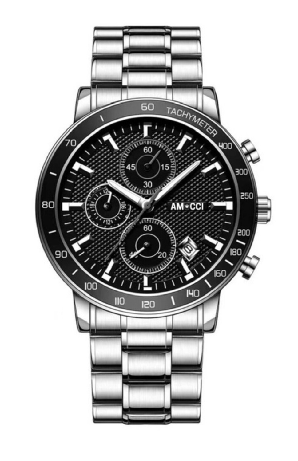 AMUCCI Watch Chrono 1, Schwarz Chrono Armbanduhr Herren Uhr Chronograph Herrenuhren