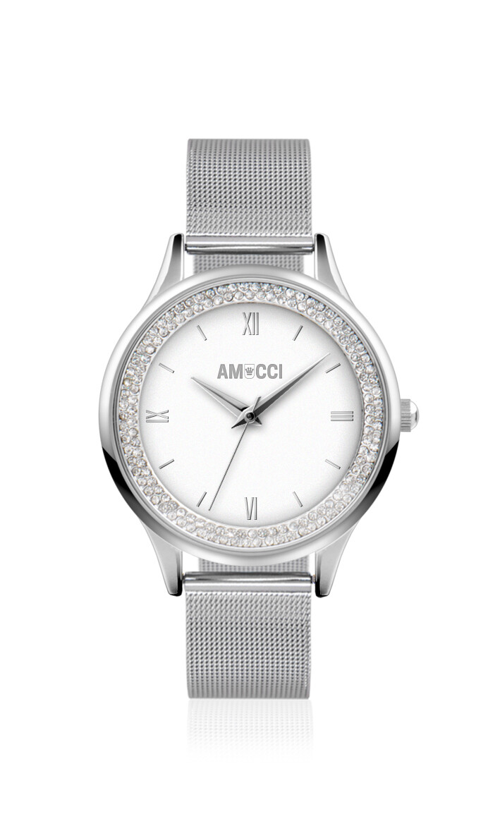 AMUCCI DONNA – elegante Damenuhr 36 mm, Edelstahl, Geschenk für Frauen, natürliche Eleganz Milanese