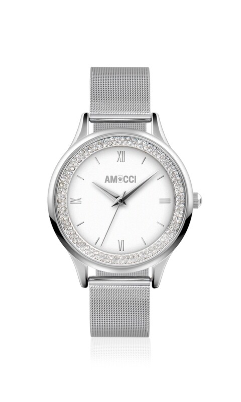 AMUCCI DONNA – elegante Damenuhr 36 mm, Edelstahl, Geschenk für Frauen, natürliche Eleganz Milanese