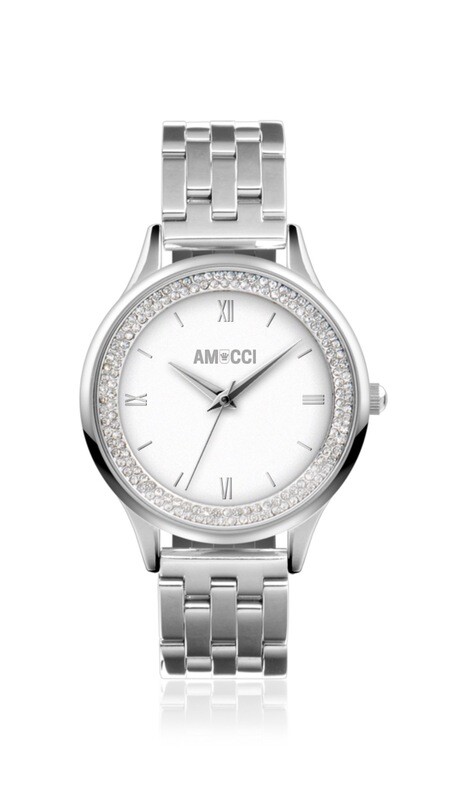 AMUCCIq DONNA – elegante Damenuhr 36 mm, Edelstahl, Geschenk für Frauen, natürliche Eleganz Metallband