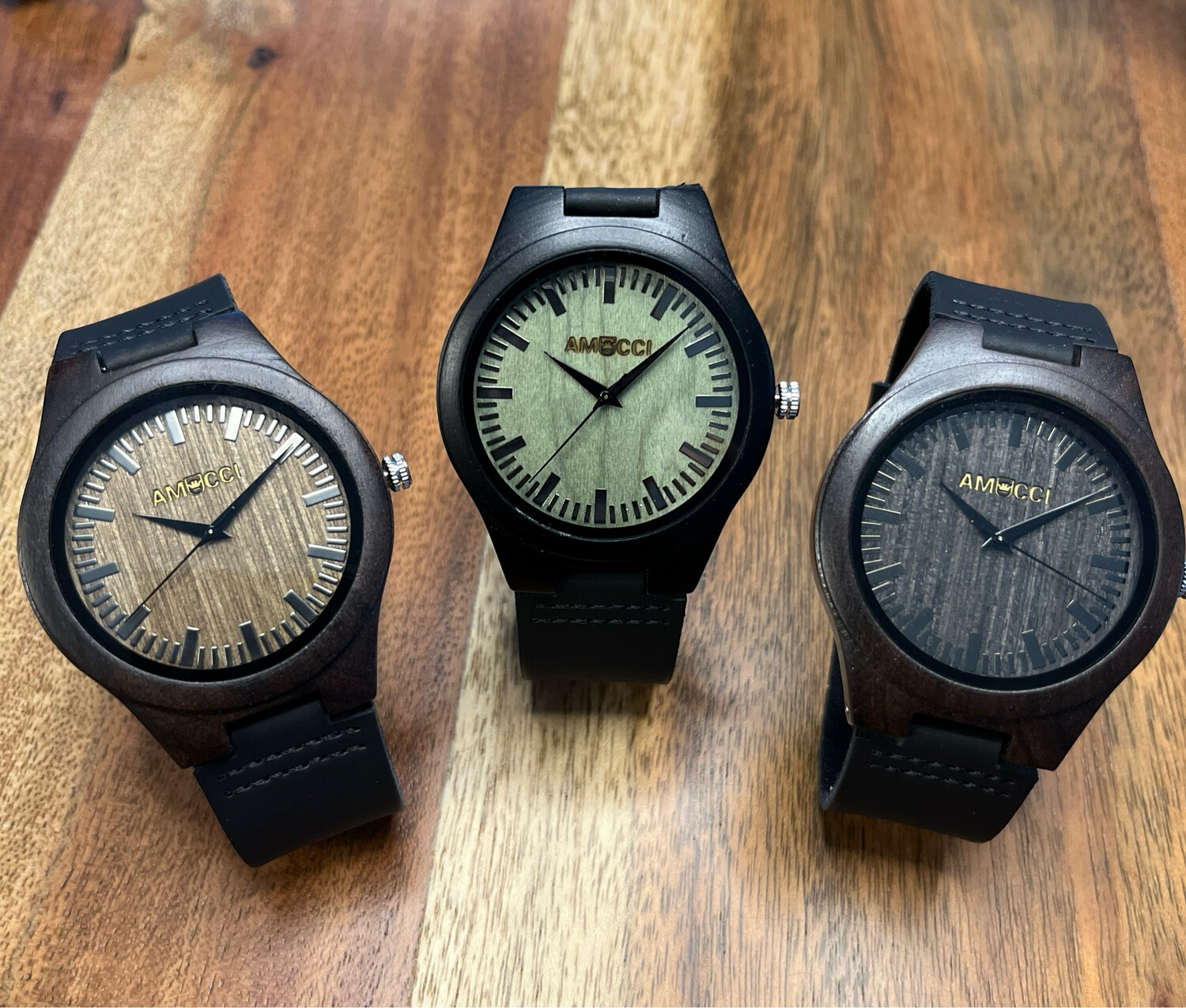 AMUCCI Wood Watch Holzuhr Armbanduhr  Sandelholz Braun