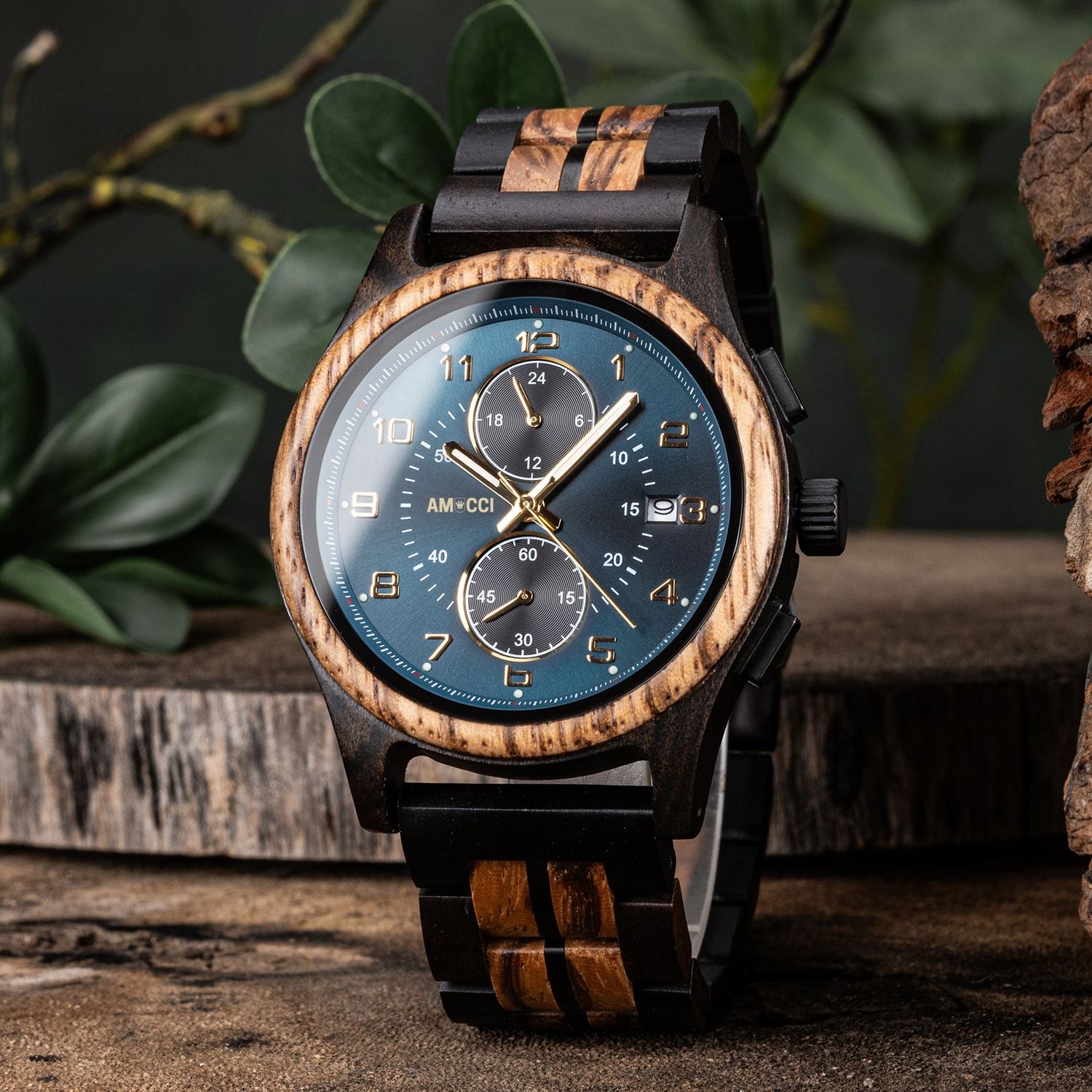 AMUCCI Wood Watch GT161-3A  Holzuhr Armbanduhr