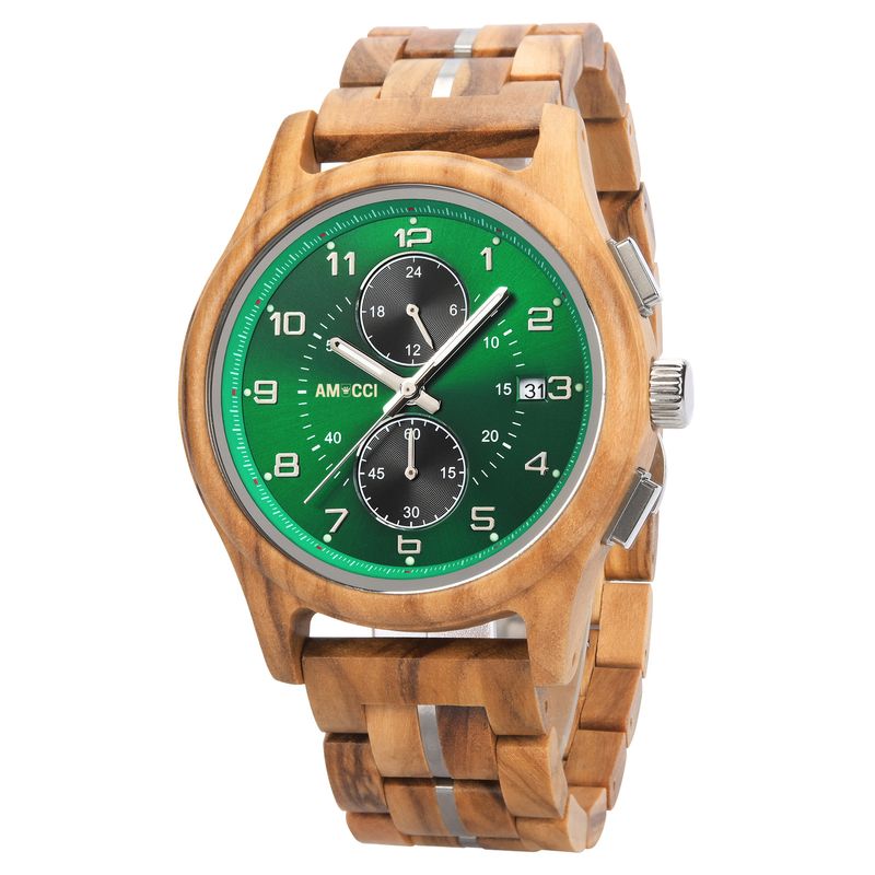 AMUCCI Wood Watch GT161-4A GREEN Holzuhr Armbanduhr